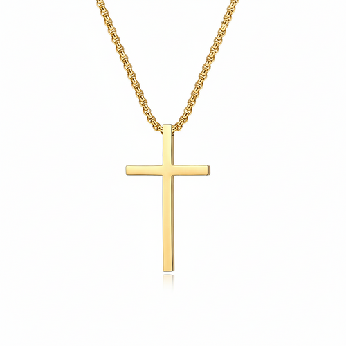 Bezel Cross Necklace | Gold